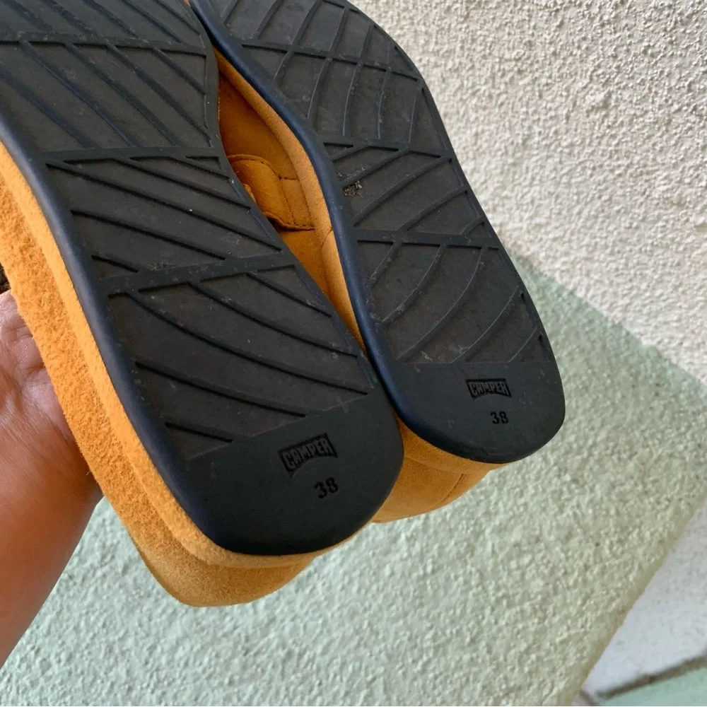 Camper Fidelia Mustard Yellow Suede Mary Jane Flats size 38